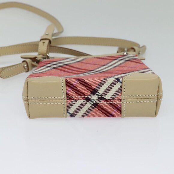 BURBERRY Nova Check Blue Label Shoulder Bag Canvas 2way Pink Silver Auth BD1626 - Picture 6 of 16